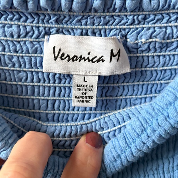 Veronica M Light Blue Gauze Tiered A-Line Skirt Size Large - Picture 2 of 3